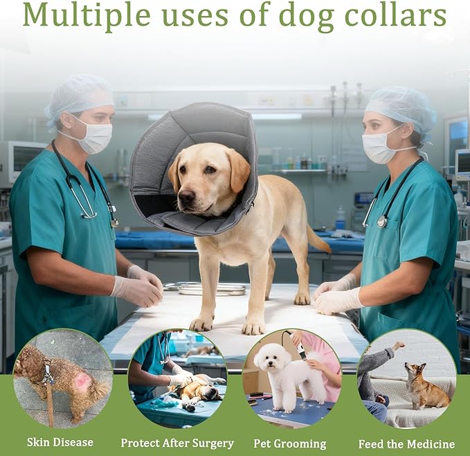 Soft Cone for Dogs to Stop Licking,Dog Cones for Small Medium Large Pets After Surgery Recovery Collar Elizabethan Collars Comfy Fabric Elizabeth Prevent Dog Licking Alternative(Grey, XL)