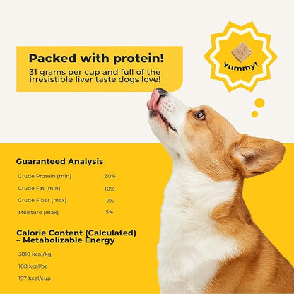 Beef Liver Dog Treats Freeze Dried - Single Ingredient Human Grade Raw Liver Bites for Training, Meal Topper, No Additives - High Protein(31g Per Cup)Training Treats for Dogs, Made in the USA,14oz Bag