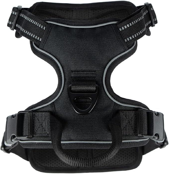 Voyager No Pull Dog Harness for Medium Dogs, Dual Leash Attachments, Adjustable Soft but Strong Pet Harness with 3M Reflective Technology, Black Nylon, M (Chest: 20-25") (Pack of 5)