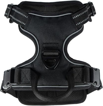 Voyager No Pull Dog Harness for Medium Dogs, Dual Leash Attachments, Adjustable Soft but Strong Pet Harness with 3M Reflective Technology, Black Nylon, M (Chest: 20-25") (Pack of 5)