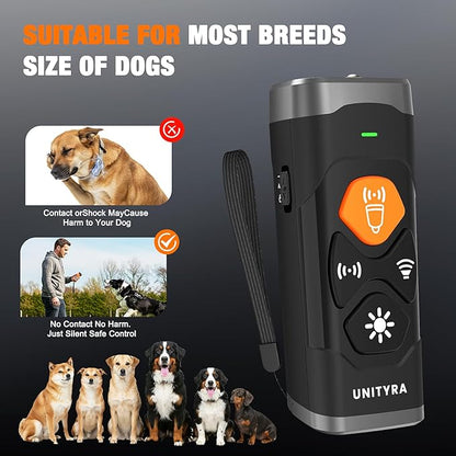 3X Ultrasonic Anti Barking Device for Dogs – 6 Training Modes, 35FT Range, Rechargeable Humane Dog Bark Deterrent Device with Flashlight for Indoor & Outdoor Use (Black)