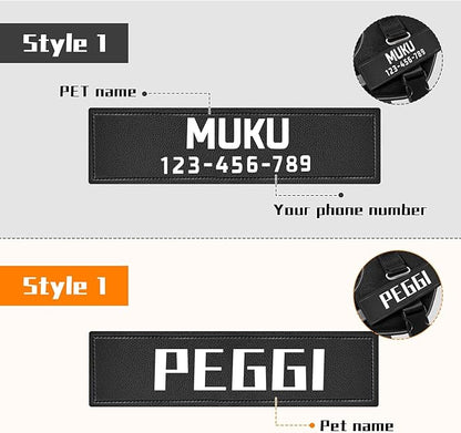 MUMUPET Custom Dog Harness Vest with 2 Personalized Name & Phone Patches, No Pull Reflective Adjustable with Handle, Soft Breathable Padding for Medium Dogs (Black, M)