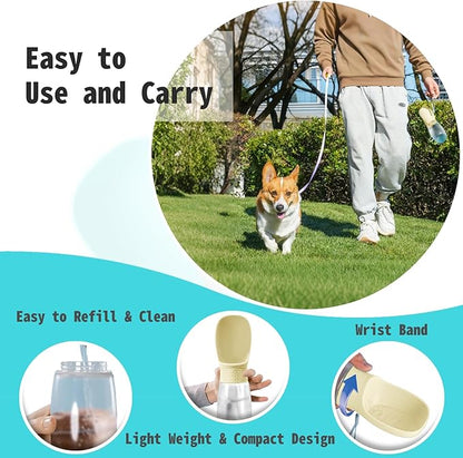 Kalimdor Dog Water Bottle, 19oz Leak Proof Portable Puppy Water Dispenser with Drinking Feeder for Pets Outdoor Walking, Hiking, Travel, BPA Free Food Grade Plastic