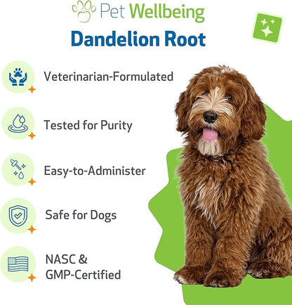 Pet Wellbeing Dandelion Root for Dogs - Liver & Heart Health, Digestive Function, Blood Sugar Support, Certified Organic - Veterinarian-Formulated Herbal Supplement 2 oz (59 ml)