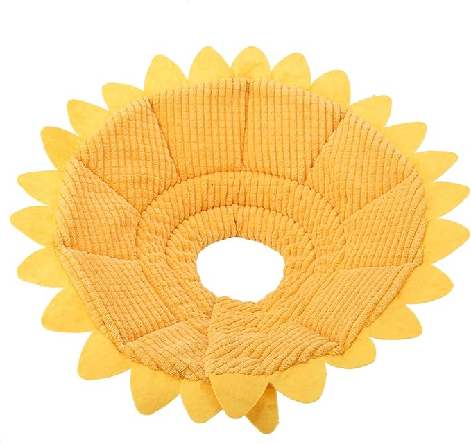 Cat Cone, Pet Recovery Collar Sunflower Shape Pet Elizabethan Collar Pet Recovery Cone Adjustable Pet Collar for Cat Dog (Size 4 Neck Circumference 26-29cm)