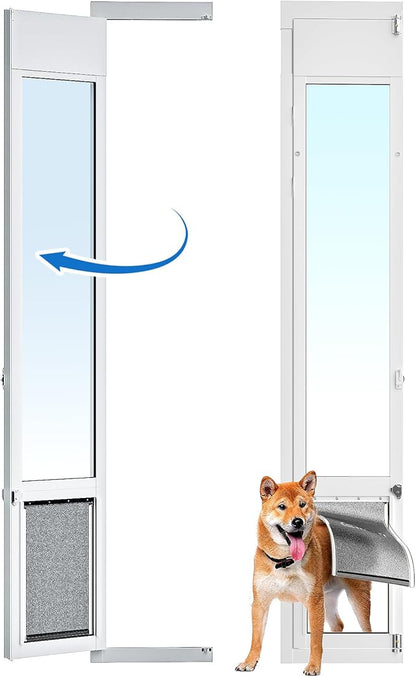 Large Dog Door for Sliding Glass Door,Openable Pet Door for Sliding Glass Doors，All-Metal Framed & Panel & Lock,Adjustable 75 7/8" to 81" Slider Height -Large