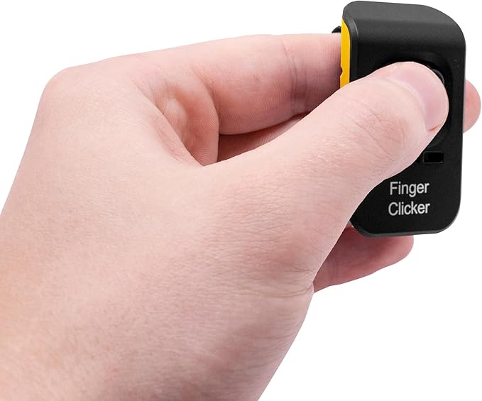 Educator Dog Training Finger Clicker – Audible Positive Reinforcement Trainer with Adjustable Sound & Velcro Finger Strap – Portable Pet Obedience Training Tool, Yellow