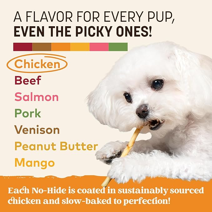 Earth Animal No Hide Stix - Long Lasting Rawhide Free Small Dog Chews Sticks, Chicken - 10 Count