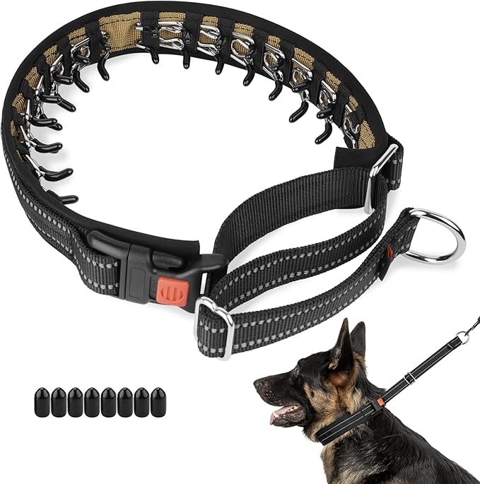 Mayerzon Martingale No Pull Collar for Medium Large Dogs German Shepherd Doberman Pitbull, Patented Anti Pull Correction Dog Collar for Walking Training, Reflective, Adjustable, Hidden(M/L, Black)