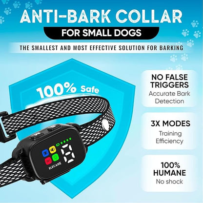 2 Pack Bark Collar for Small Dogs 5-15 lbs and Puppies - No Shock Anti Barking Collar - Rechargeable Smart Collar for Dog Training with 7 Sensitivity Levels and 3 Beep&Vibration Modes