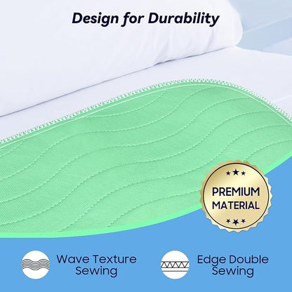 FYGRIP 4 Pack 36” x 36” Extra Heavy Absorbency Washable Underpads, Waterproof Quick Drying Nursing Incontinence Reusable Washable Bed Pee Pads for Dogs, Diaper Changing & Adults, Green