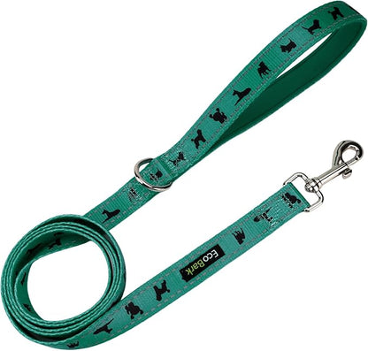 EcoBark Dog Leash - Soft & Reflective Forest Green Comfort Leash with Padded Handle - Strong Durable Heavy Duty - Training and Pulling for Small, Medium or Large Dogs