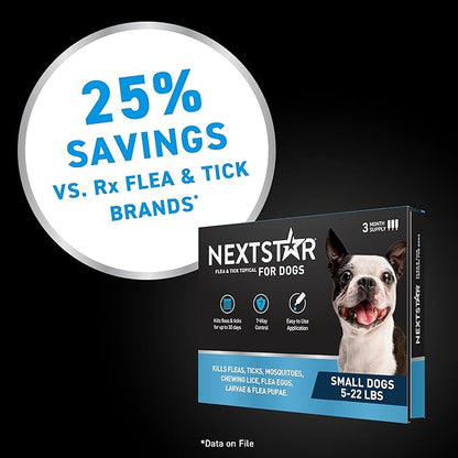 NEXTSTAR Flea and Tick Prevention for Dogs, Repellent & Control, Fast Acting Waterproof Topical Drops, Flea and Tick Prevention for Small Dogs, 1 Monthly Dose