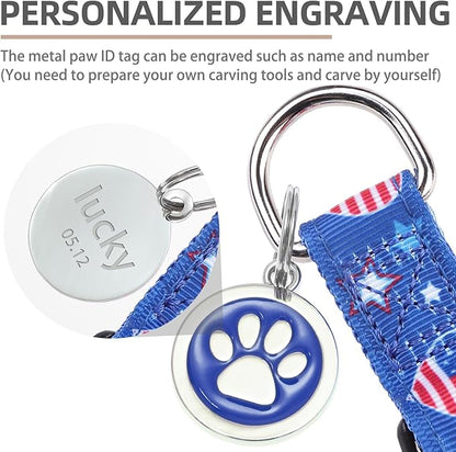 PUPTECK No Pull Dog Harness Soft Adjustable Basic Nylon Step in Puppy Vest Outdoor Walking with ID Tag, American Flag, L