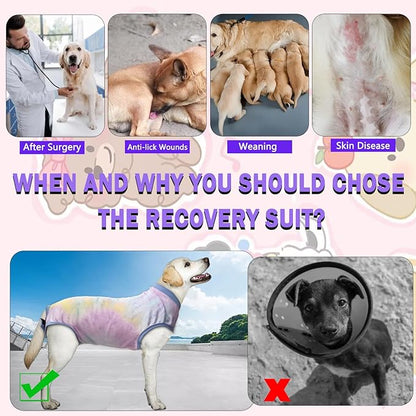 Dog Surgery Recovery Suit, Surgical Recovery Suit for Dog Male Neuter, Female Spay Shirt, Cone Alternative Pet Surgical Onesie Post Surgery Bodysuit, Tie-dye Light Blue, XX-Large