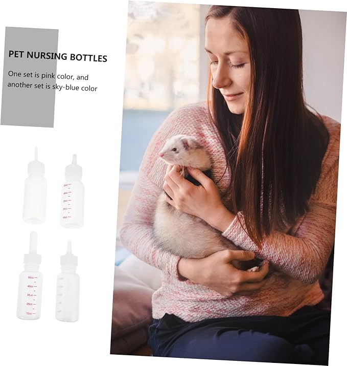 50ml Silicone Baby Milk Bottle 4-Pack Dog Cat Feeding Bottles with Replaceable Nipples for Puppies and Kittens PET Nursing Supplies