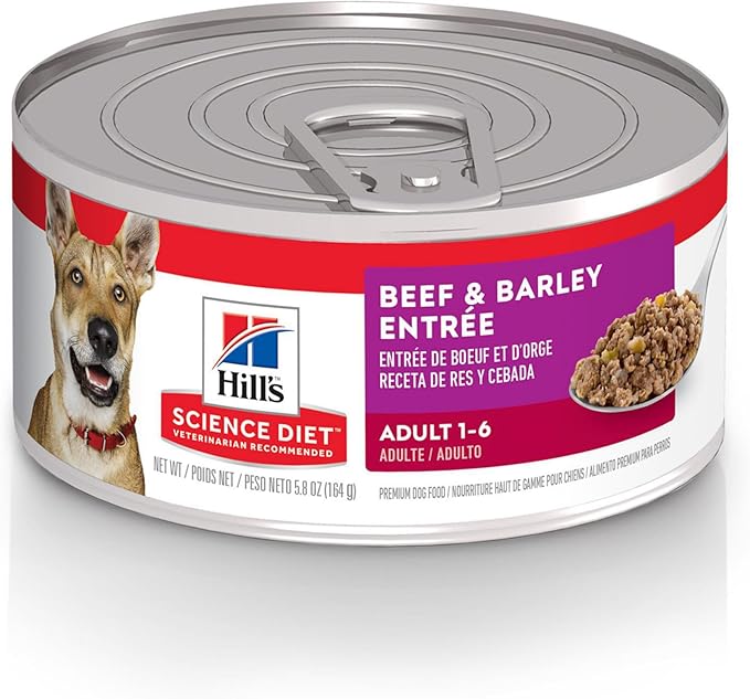 Hill's Science Diet Adult 1-6 Wet Dog Food, Beef & Barley, 5.8 oz. Cans, 24-Pack