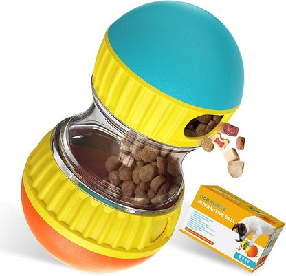 BSISUERM Dog Treat Dispensing Puzzle Toy Adjustable Food Dispenser Slow Feeder Puppy Enrichment Rolling Ball Pet Interactive Chase Toys Stimulating Game for Small Medium Dogs Gift to Keep Them Busy