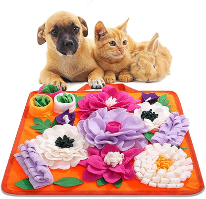 Snuffle Mat for Dogs,Dog Feeding Mat Sniff Mat Interactive Dog Puzzle Mat for Training and Stress Relief Encourages Natural Foraging Skills (Bright Orange)