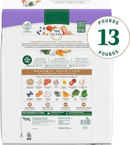 Nutro Ultra Dry Dog Food for Adult Dogs with a Trio of Proteins from Chicken, Lamb and Salmon, 13 lb. Bag