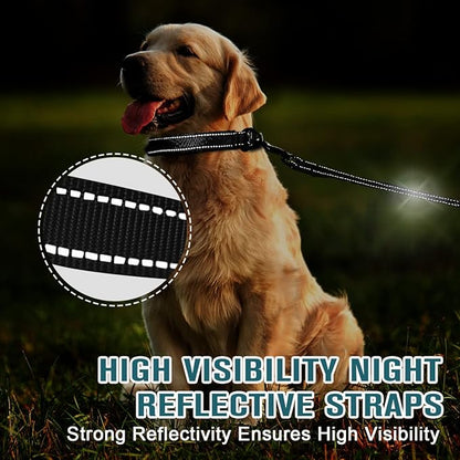 Dog Collar for Medium Small Large Dogs Reflective with Leash,Collar and Leash for Dogs,Soft Neoprene Padded 2 Pack(Black,S)