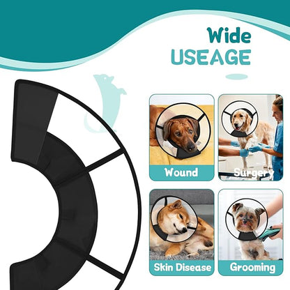 Dog Cone Collar After Surgery to Stop Licking, with Soft Waterproof Liner, Transparent PVC, for Large Medium Dogs, Elizabeth Neck Recovery Collar ALtermative(L)