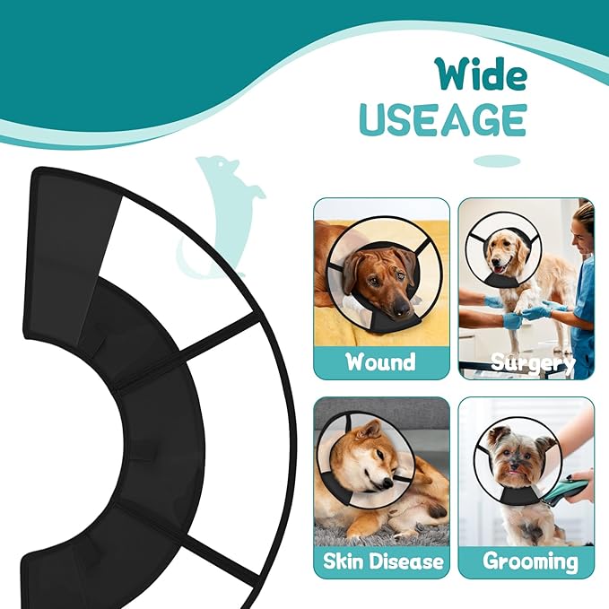 Dog Cone Collar After Surgery to Stop Licking, with Soft Waterproof Liner, Transparent PVC, for Large Medium Dogs, Elizabeth Neck Recovery Collar ALtermative(XL)