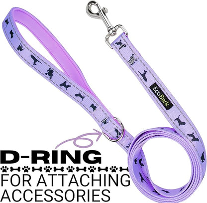 EcoBark Dog Leash - Soft & Reflective Comfort Leashes with Padded Handle - Soft, Strong, & Durable for Small, Medium or Large Dogs (Lavender)