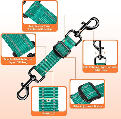 Dog Collar Safety Clip, Reflective Double-Ended Backup Connector for Harness to Collar, Adjustable Safety Clip for Prong, Pinch Collars, Prevents Escapes & Accidental Disconnection