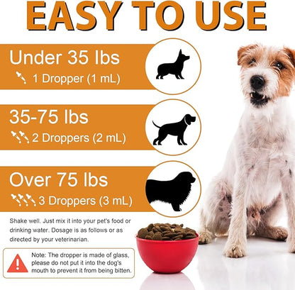 Quercetin for Dogs, Dog Quercetin Liquid Drops, Dog Herbal Supplement Support Allergy Relief, Cellular Health, Immune Boost, Antioxidant 60 ml-2pcs