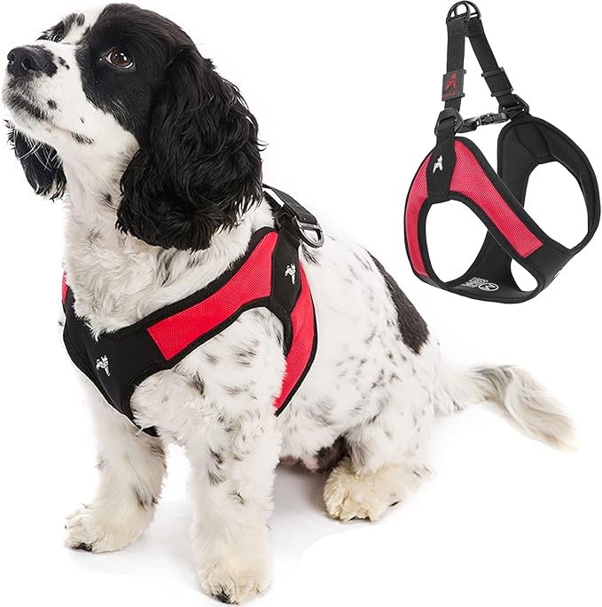Gooby Escape Free Easy Fit Harness - Red, Small - No Pull Step-in Patented Dog Harness with Quick Release Buckle for Small to Medium Dogs