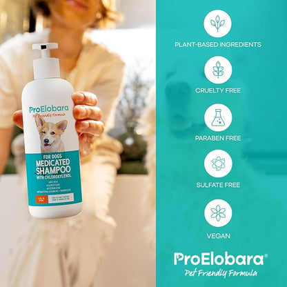 Medicated Dog Shampoo for Allergies and Itching: Antifungal Dog Shampoo, Yeast Infection and Bacterial Treatment for Dogs - Helps Hot Spots, Deodorizing and Anti Itch - Healthy Skin & Coat 16 OZ