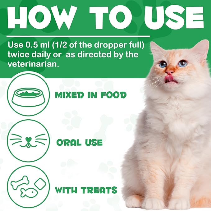 Kidney Support for Cats, Cat Kidney Treatment Support Cat Urinate Regularly, Strengthen Kidney Function,Increase Immunity, Herbal Supplement Supports Healthy Kidney Function- 60ml/2fl.oz
