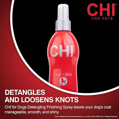 CHI for Dogs Detangling Finishing Spray, Leave-In Dog Grooming Mist to Help Release Tangles & Knots, Light Conditioning Shine Finish, Sulfate & Paraben Free, Made in the USA, 10 Fl Oz