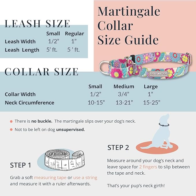 Lucky Love Dog Martingale Collar, Blue Color No Slip Collars for Medium Dogs, Tropical Fish Pattern Martingale Dog Collar, Great for Whippets, Greyhounds, and More (Mackey, Medium)