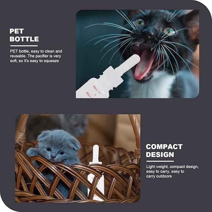 3pcs Pet Bottle Plastic Bottle Plastic Feeding Kitten Accessory Small Feeding Portable Nurser Milk Rabbit Supply