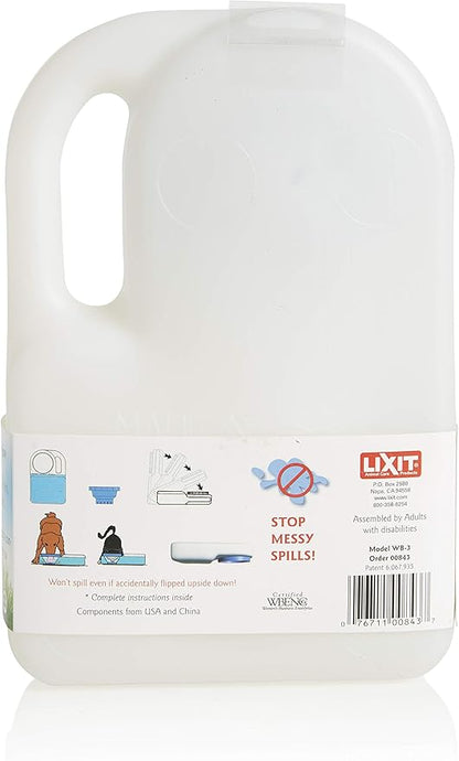 Lixit® Water Boy Portable Travel Dog Bowl - 3 Quart Spill Free Self Filling Pet Water Bowl - Made in USA (White, 1 Pack)