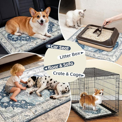 Washable Pee Pads for Dogs 2 Pack Reusable Puppy Training Pads 40"x26" Super Absorbent Waterproof Dog Training Pads, Non-Slip Potty Pads Whelping Pads Litter Mat Pet Supplies - Navy/Mix