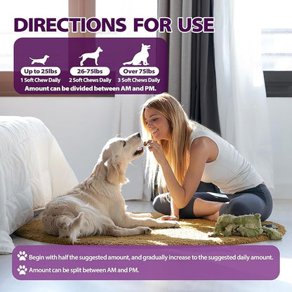 Dog Allergy Chews for Itchy Skin and Seasonal Allergies, Dog Allergy and Itching Skin Relief with Probiotics and Turmeric, Allergy Paw Relief and Dogs Coat Immune -160ct
