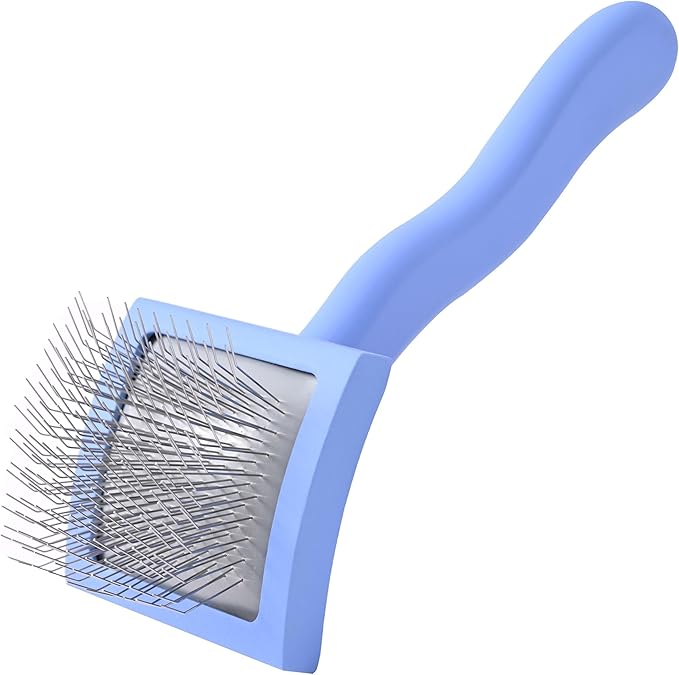 Slicker Brush for Dogs, Dog Grooming Supplies - Best Doodle & Poodle Brush for Haired Dogs - Goldendoodle Pin Detangler for Dematting (Small Curved)