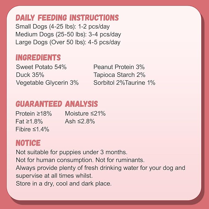 Pawmate Duck Double Purple Sweet Potato Wraps Dog Treats, Healthy Low Fat Dog Jerky High Protein for Training Treats Snacks, Chewy for Small Medium Large Dogs 12-15 Counts
