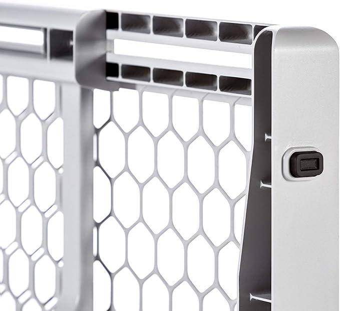 Carlson 28"-42" Easy Fit Dog Gate, Expandable Plastic Pet Gate, Pressure Mounted Gate for Doorways & Hallways, Gray
