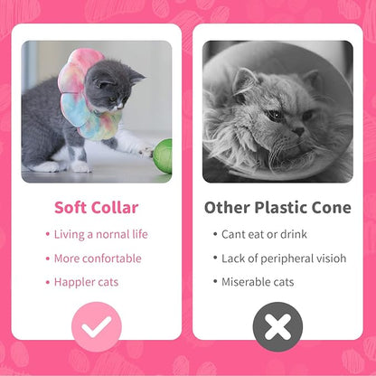Dog Cat Surgical Recovery Cone Dog Protective Collar, Pet Recovery E-Collar Soft Neck Cone to Stop Licking Wound for Cats & Kittens Small Dog After Surgery (Pinkblue, S)