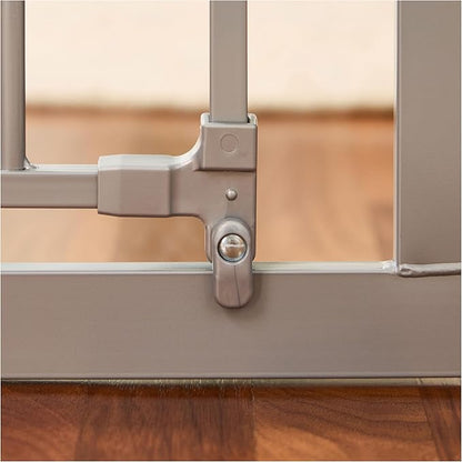 Regalo Safety 29-49" Easy Step Extra Wide Baby Gate for Doorways & Bottom of Stairs, Pressure Mounted Safety Gate with Door for Babies, Toddlers & Pets, Platinum