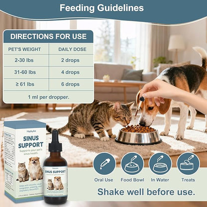 Nasal Health Support Drops for Cats & Dogs, Pet Sinus & Respiratory Comfort Supplement, Helps Maintain Clear Breathing, Supports Seasonal Wellness & Immune Function