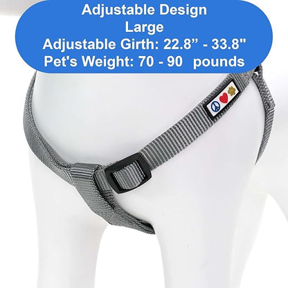Pawtitas Solid Step-in Dog Harness – Adjustable No-Pull Vest for Puppies to Seniors, Safe & Comfortable L Grey