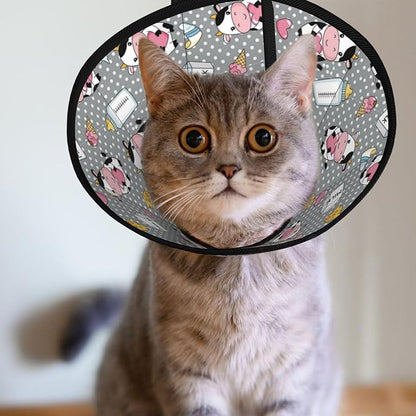 Flexible Dog Cones Cartoon Cow Character, Soft Dog Cone for Dogs After Surgery, Lightweight Alternative, Elizabethan Collar, Dogs Recovery Collar