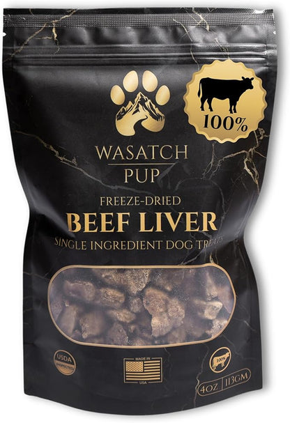 Beef Liver Dog Treats | All Natural Freeze Dried Dog Treat for Dogs & Puppies - Made from Raw Single Ingredient, High Protein Pet Training Treats | USDA Approved & Made in The USA - 4 Oz