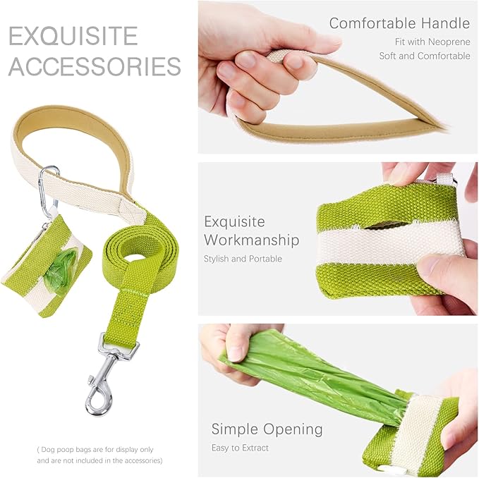No Pull Dog Harness and Leash Set, Callor, Step in Dog Halter Harness with Poop Bag Holder, Adjustable Lightweight Cotton Straps Suitable for Small Medium Large Dogs Outdoor Walking Running Hiking