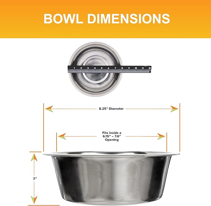 Neater Pet Brands 7 Cup (56 oz.) Stainless Steel Dog Bowls, Set of 2 Neater Feeder Replacement Bowls (M/L Express, Large Deluxe Models), Dog Food Bowl & Water Bowl, Dishwasher Safe Metal Dish for Dogs